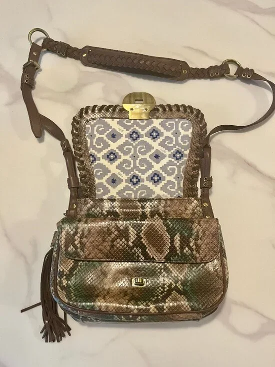 RAFE New York Snakeskin Embossed Leather Whipstitch Crossbody Bag - Picture 11 of 16